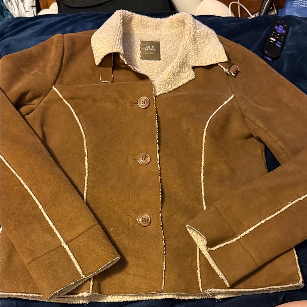 Old Navy Brown Teddy Jacket with Cream Details